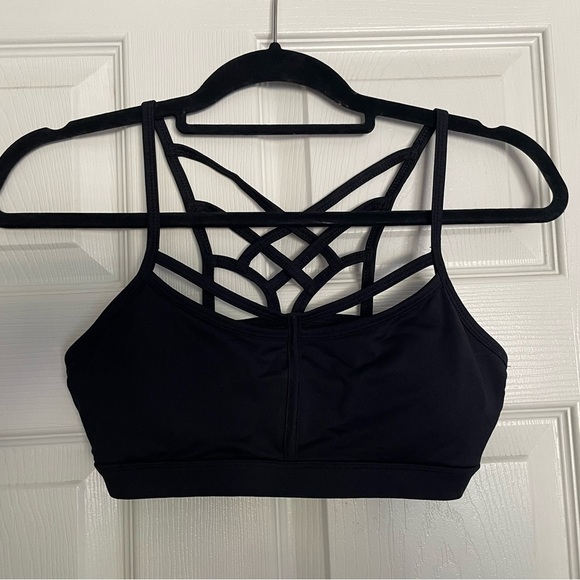 Black Strappy Sports Bra - Picture 1 of 5